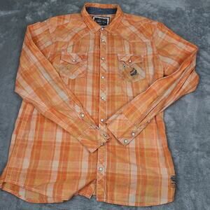 BKE Buckle Vintage‎ 67 Pearl Snap Long Sleeve Shirt 2XL Orange Cowboy Button Up
